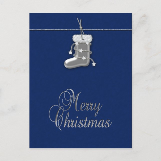Silver Christmas Stocking - Postcard (Front)