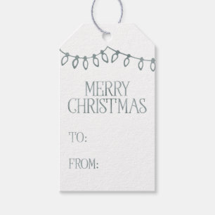 Silver Christmas String Lights Gift Tags