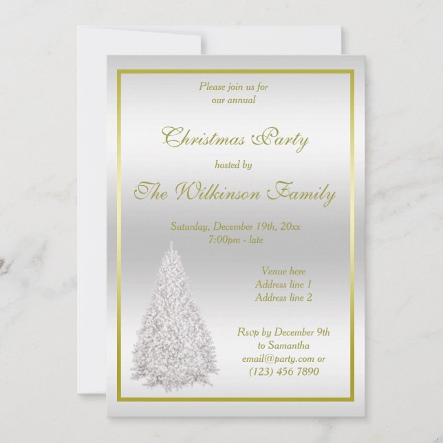 Silver Christmas Tree Christmas Party Invitation (Front)