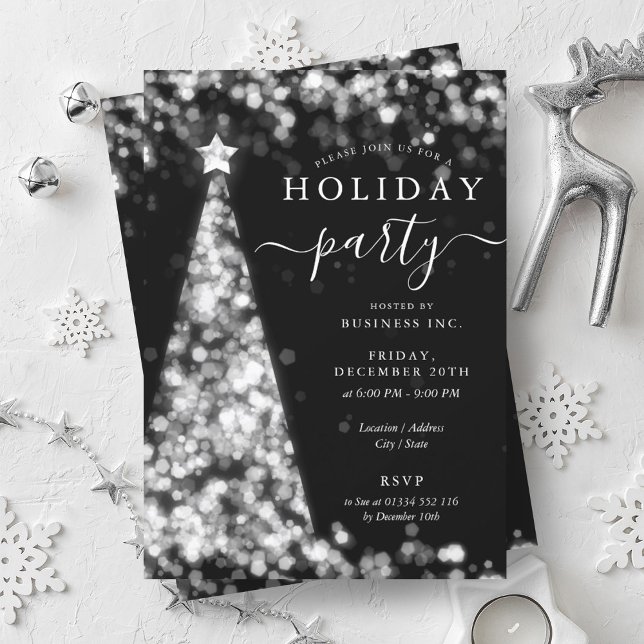 Silver Christmas Tree Company Holiday Party  Invitation (Silver Christmas Tree Company Holiday Party Invitation)