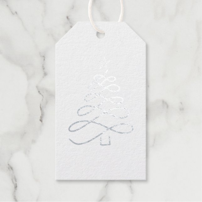 Silver Christmas Tree  Gift Tags (Front)