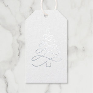 Silver Christmas Tree Gift Tags
