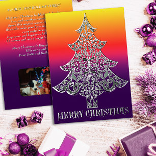 Silver Christmas Tree Ornemental Filigree Pattern