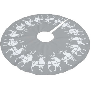Silver Christmas Tree Skirt Holiday Reindeer Decor