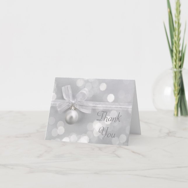Silver Christmas Wedding Thank You Card (Front)