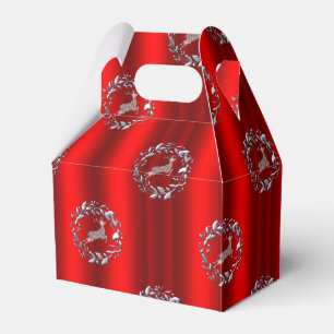 Silver Christmas Wreath and Reindeer Favour Box