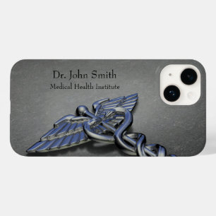Silver Chrome Caduceus Symbol Professional Medical Case-Mate iPhone 14 Case