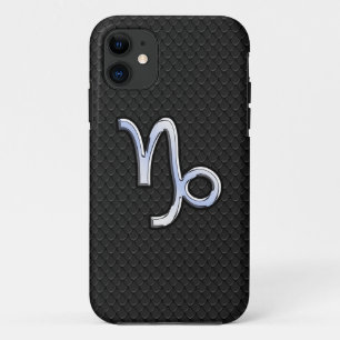 Silver Chrome Capricorn Zodiac Symbol iPhone 11 Case