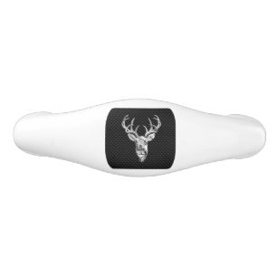 Silver Chrome Deer on Carbon Fibre Style Print Ceramic Drawer Pull