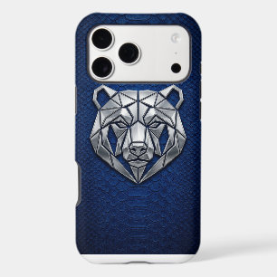 Silver Chrome Geometric Bear Blue Python iPhone