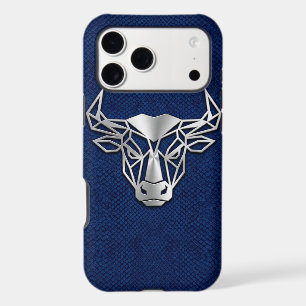 Silver Chrome Geometric Bull Blue Python iPhone