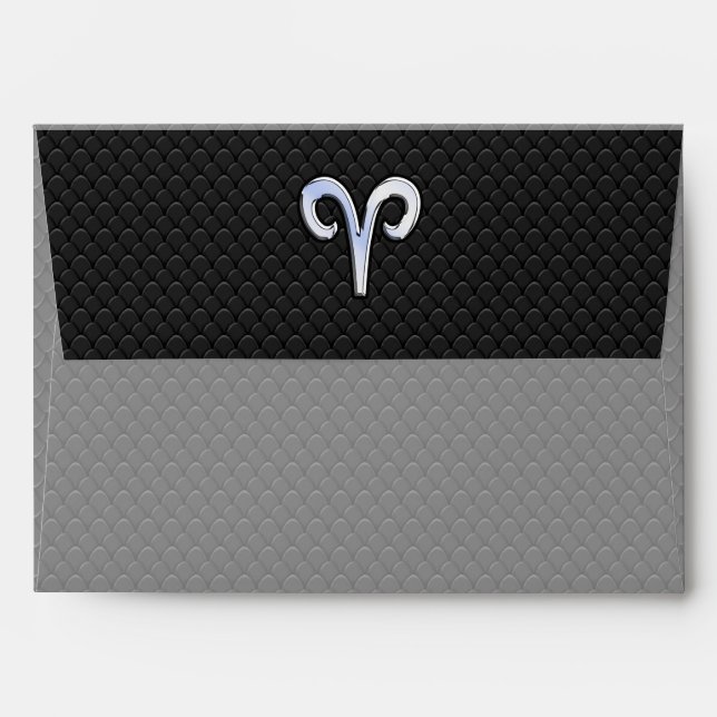 Silver Chrome Like Aries Zodiac Sign Envelopes (Back (Top Flap))