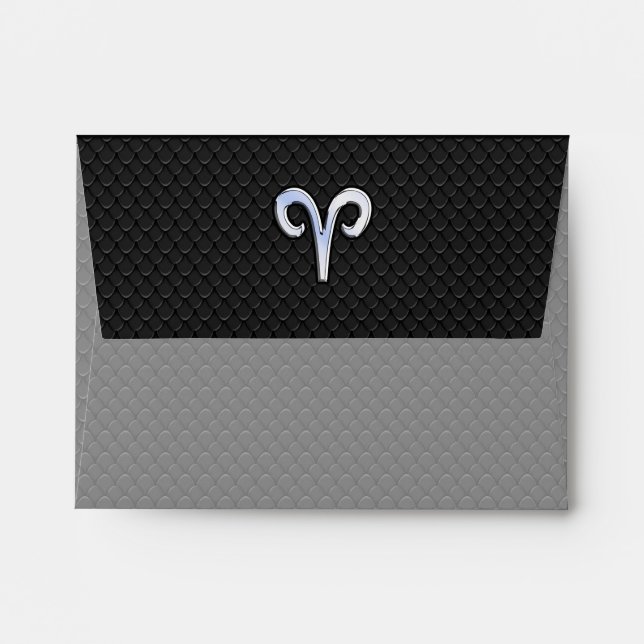 Silver Chrome Like Aries Zodiac Sign Envelopes (Back (Top Flap))