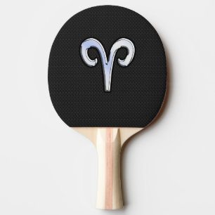 Silver Chrome Like Aries Zodiac Sign Ping Pong Paddle