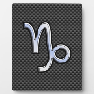 Silver Chrome like Capricorn Symbol Carbon Fibre Plaque