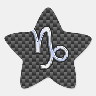 Silver Chrome like Capricorn Symbol Carbon Fibre Star Sticker