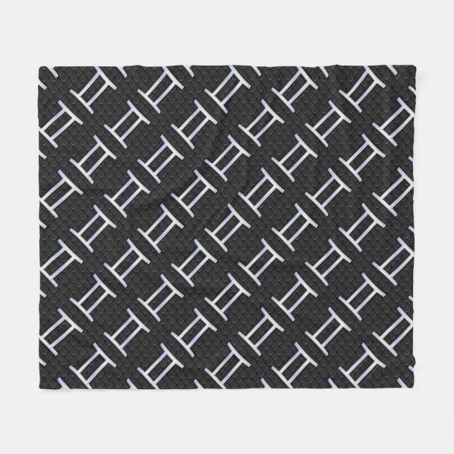 Silver Chrome Like Gemini Zodiac Sign Fleece Blanket (Front (Horizontal))