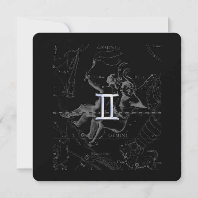 Silver Chrome like Gemini Zodiac Sign on Hevelius (Front)