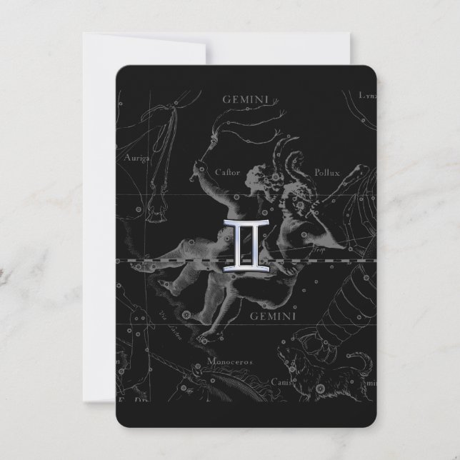 Silver Chrome like Gemini Zodiac Sign on Hevelius (Front)