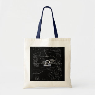 Silver Chrome like Libra Zodiac Sign on Hevelius Tote Bag