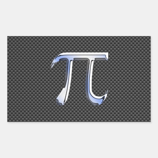 Silver Chrome Like Pi Symbol on Carbon Fibre Rectangular Sticker (Front)