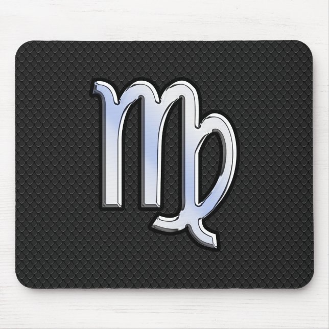 Silver Chrome Virgo Zodiac Sign on snake skin Mouse Pad (Front)