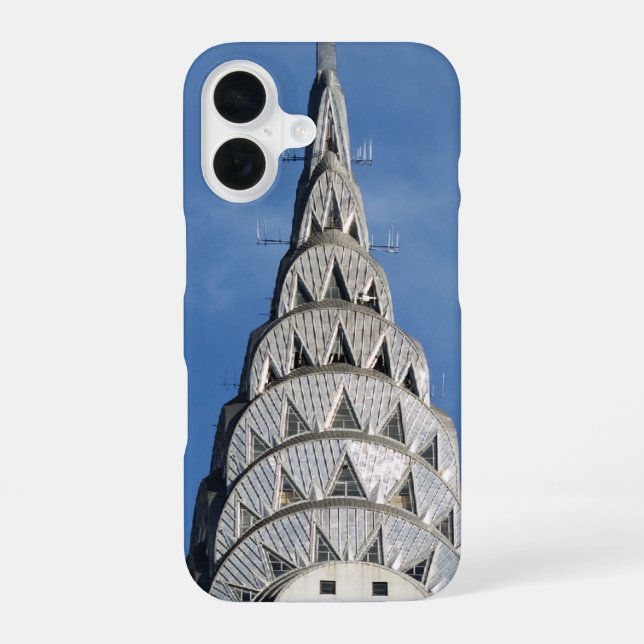 Silver Chrysler Building iPhone 16 Case (Back)