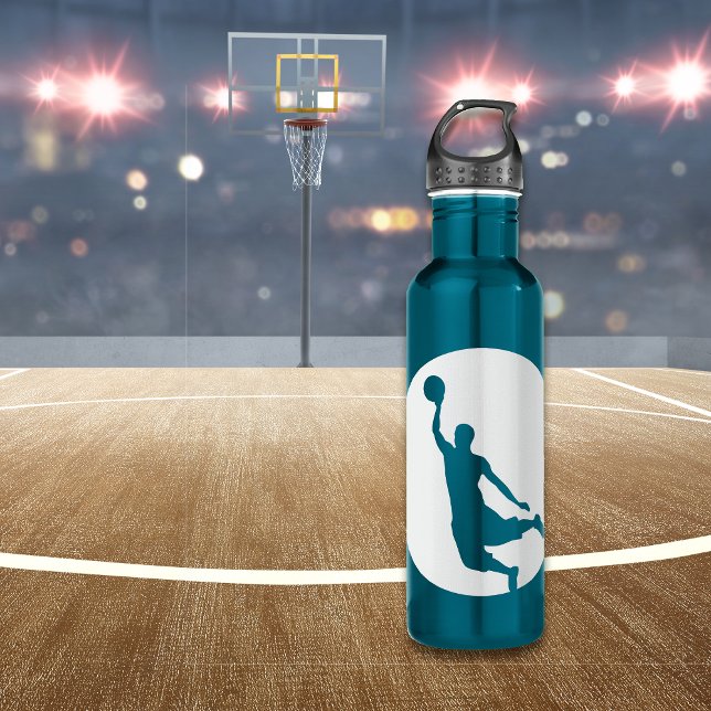 Silver Circle Silhouette Basketball Personalised 710 Ml Water Bottle (Creator Uploaded)