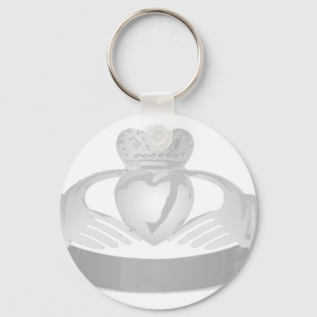 silver claddagh ring key ring (Front)