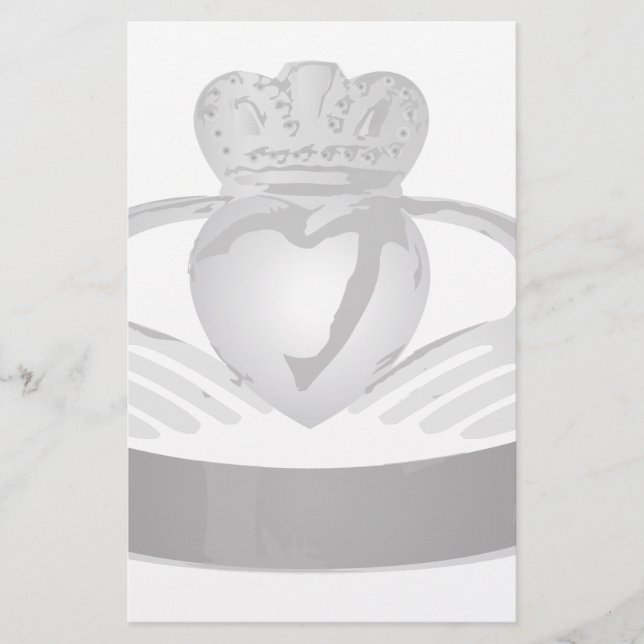 silver claddagh ring stationery (Front)