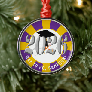 Silver Class of 2026 Graduation Metal Tree Decoration
