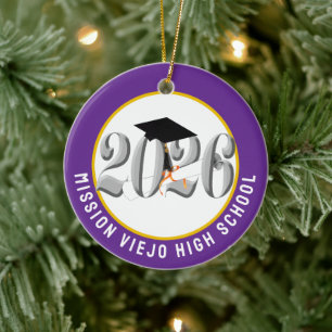 Silver Class of 2026 Photo Graduation Ceramic Tree Decoration