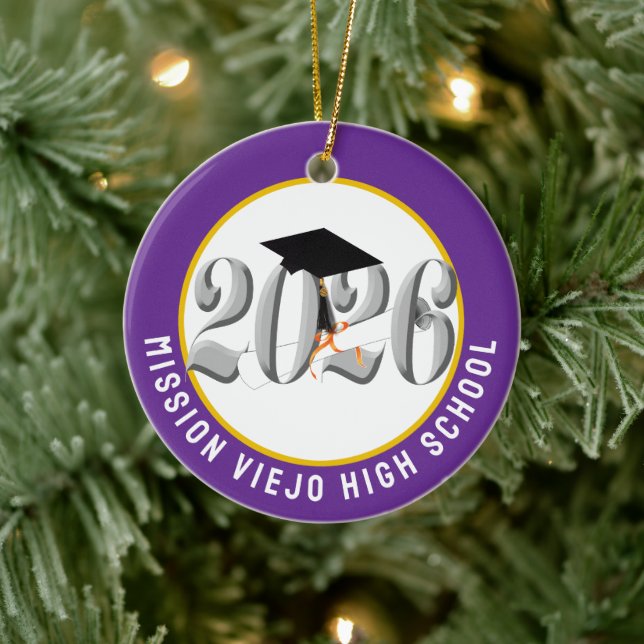 Silver Class of 2026 Photo Graduation Ceramic Tree Decoration (Tree)