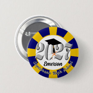 Silver Class of 2027 Graduation 6 Cm Round Badge