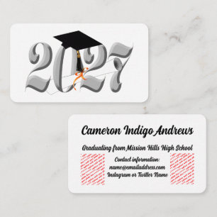Silver Class of 2027 Graduation Enclosure Card