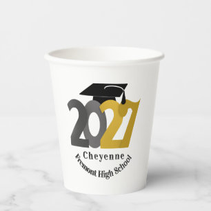 Silver Class of 2027 Graduation Paper Cups