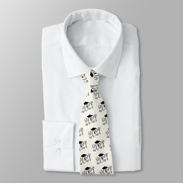 Silver Class of 2027 Graduation Tie (Tied)