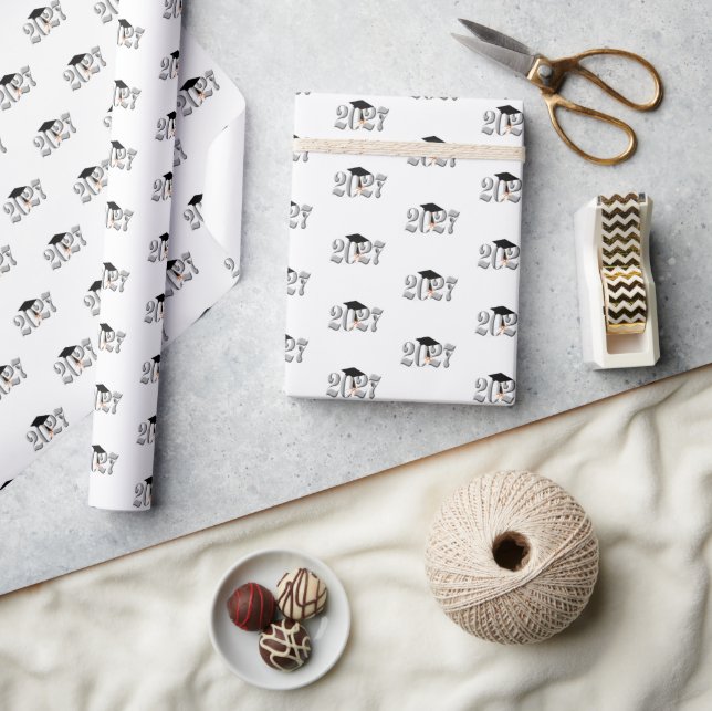Silver Class of 2027 Graduation Wrapping Paper (Crafts)
