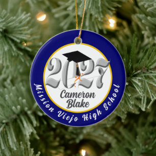 Silver Class of 2027 Photo Graduation Ceramic Tree Decoration