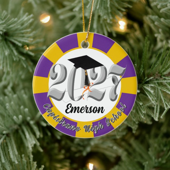 Silver Class of 2027 Photo Graduation Ceramic Tree Decoration (Tree)