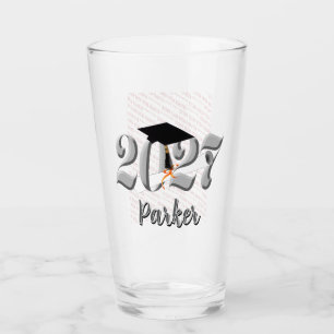 Silver Class of 2027 Photo Graduation Glass