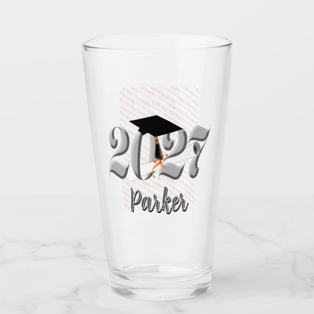 Silver Class of 2027 Photo Graduation Glass (Front)