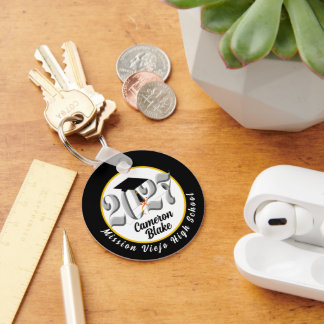 Silver Class of 2027 Photo Graduation Key Ring
