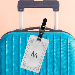 Silver classic art decor frame monogram luggage tag