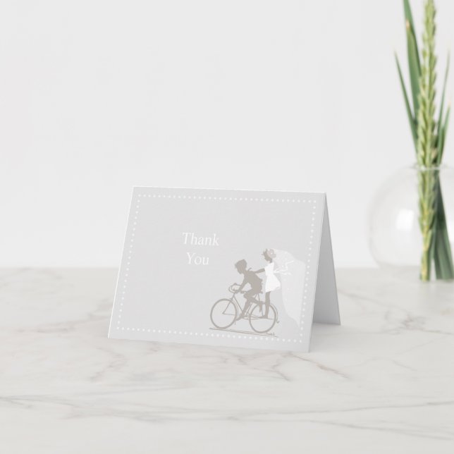 Silver Cloud Bicycle Couple Thank You Note Card (Front)