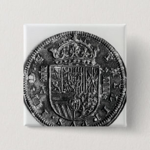 Silver coin 15 cm square badge