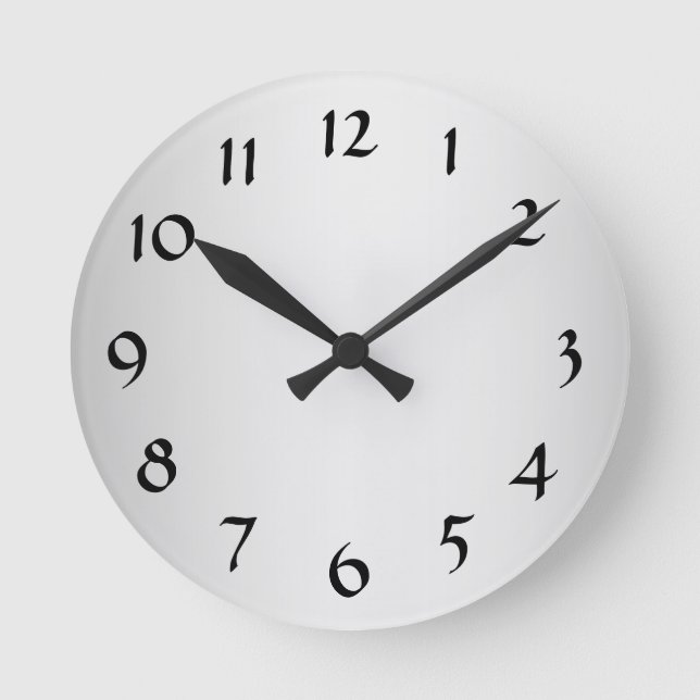 Silver Color Wall Clock with Numbers (Front)