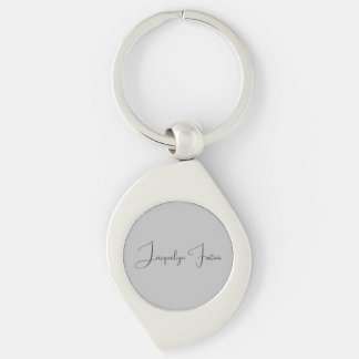 Silver Colour Elegant Grey Calligraphy Script Name Key Ring