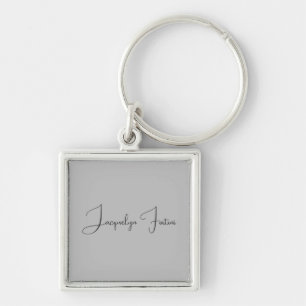 Silver Colour Elegant Grey Calligraphy Script Name Key Ring