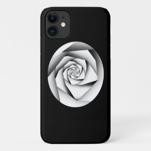 Silver Colour Geometric Style Rose on Black Case-Mate iPhone Case